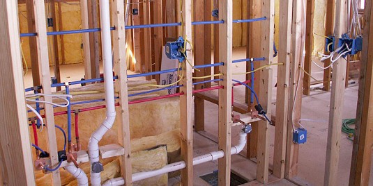 Plumbing in residential build